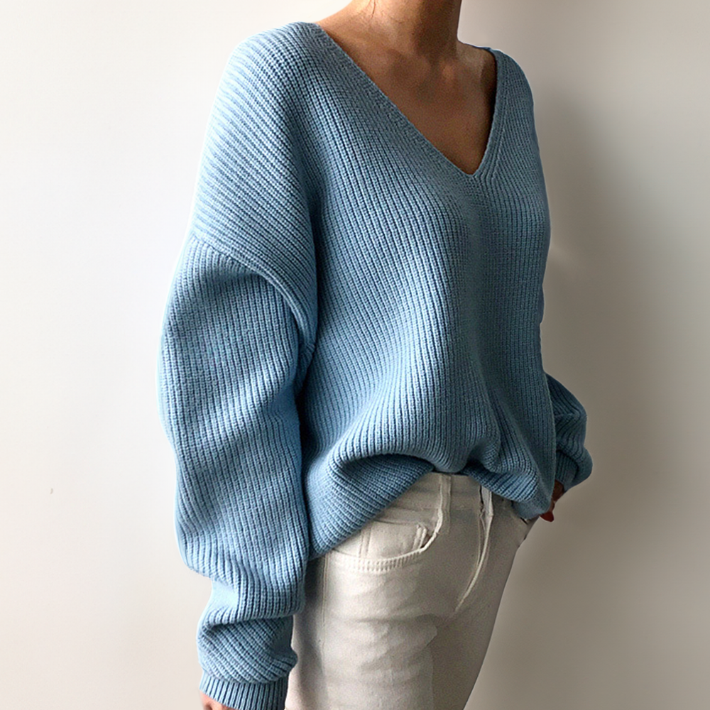 Bequemer Damenpullover V-Ausschnitt Casual