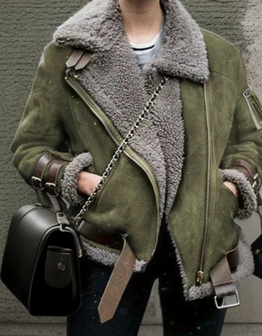Stylische Lederjacke Frauen Trendy Design