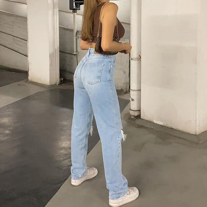 Weite Damenjeans Blau Comfort