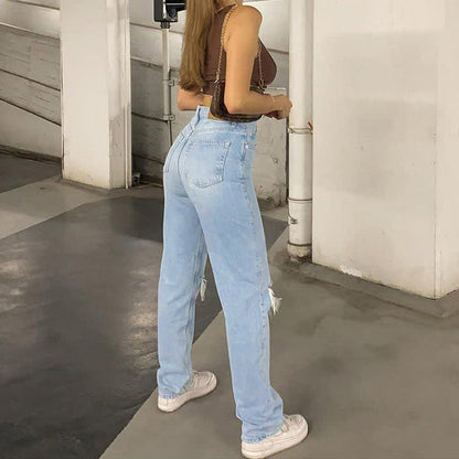 Weite Damenjeans Blau Comfort