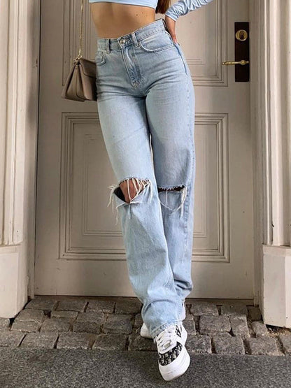 Weite Damenjeans Blau Comfort - IdealeKleiden