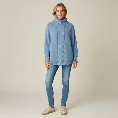 Damen Strickpullover Winterwarm Rollkragen - IdealeKleiden