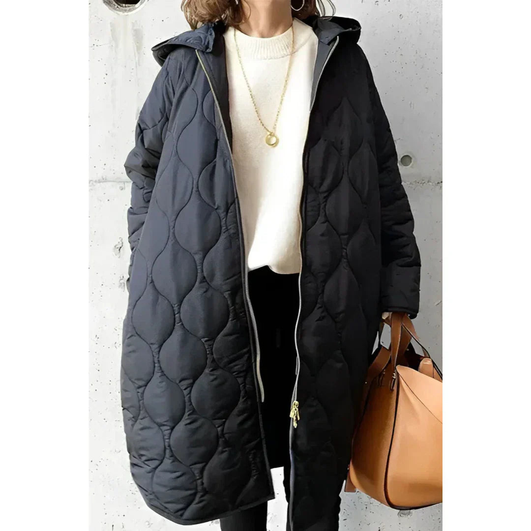 Gepolsterte Oversized Jacke Lange Kapuze