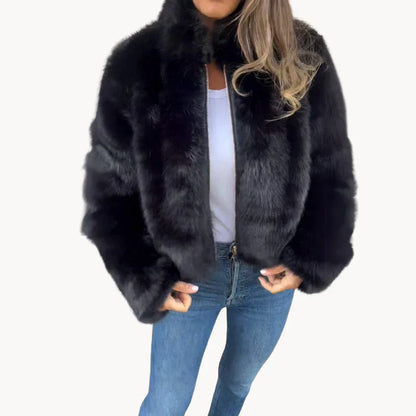 Elegante Damen Felljacke Luxus Komfort