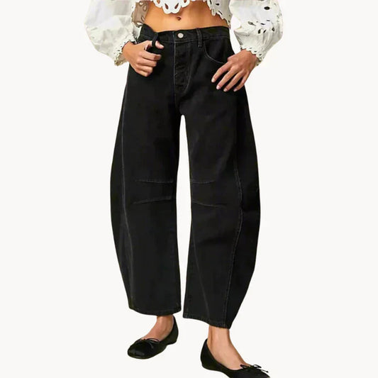 Retro Damen Hose mit Kniestreifen Detail - IdealeKleiden
