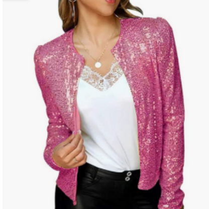 Elegante Damenjacke Reißverschluss Abendmode