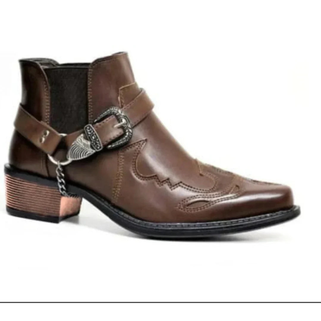 Herren Cowboy-Stiefel Schnalle Kette Western-Design