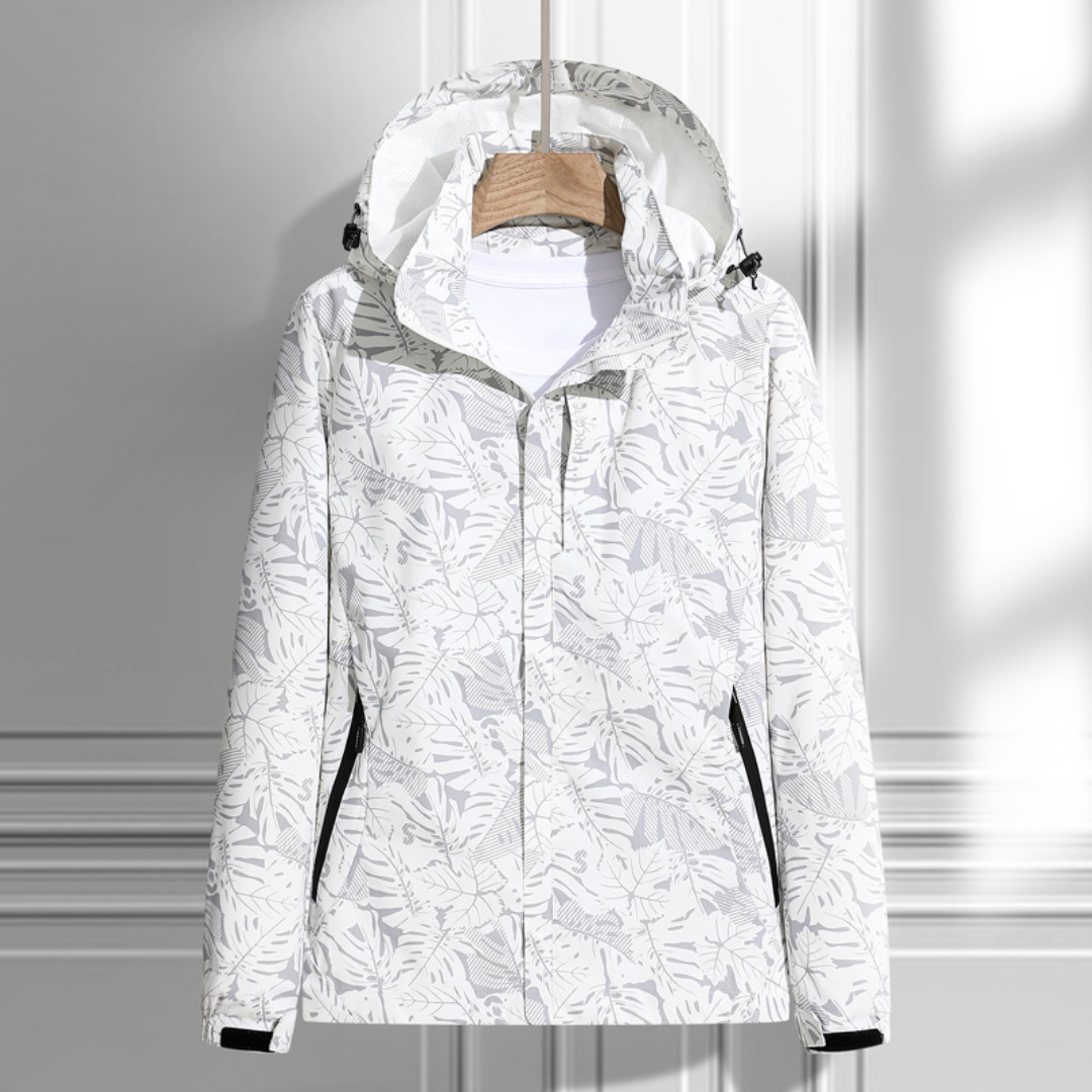 Damen Winterjacke Kapuze Blumenmuster