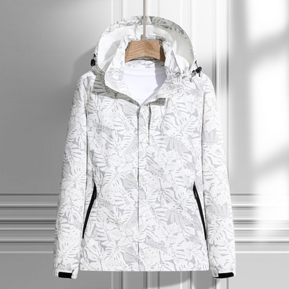 Damen Winterjacke Kapuze Blumenmuster