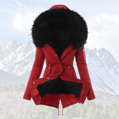 Warme Winterjacke Damen - Isolierte Daunenjacke mit Kunstfellkapuze