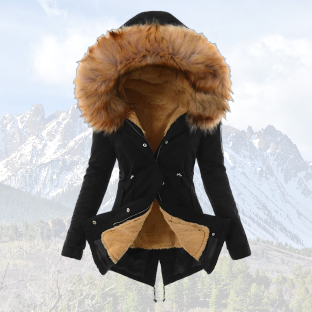 Warme Winterjacke Damen - Isolierte Daunenjacke mit Kunstfellkapuze