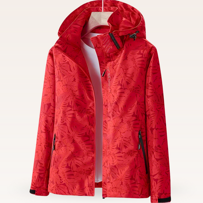 Damen Outdoorjacke Wasserfest Blättermuster