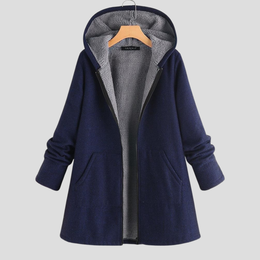 Warmer Fleece Kapuzenmantel Damen