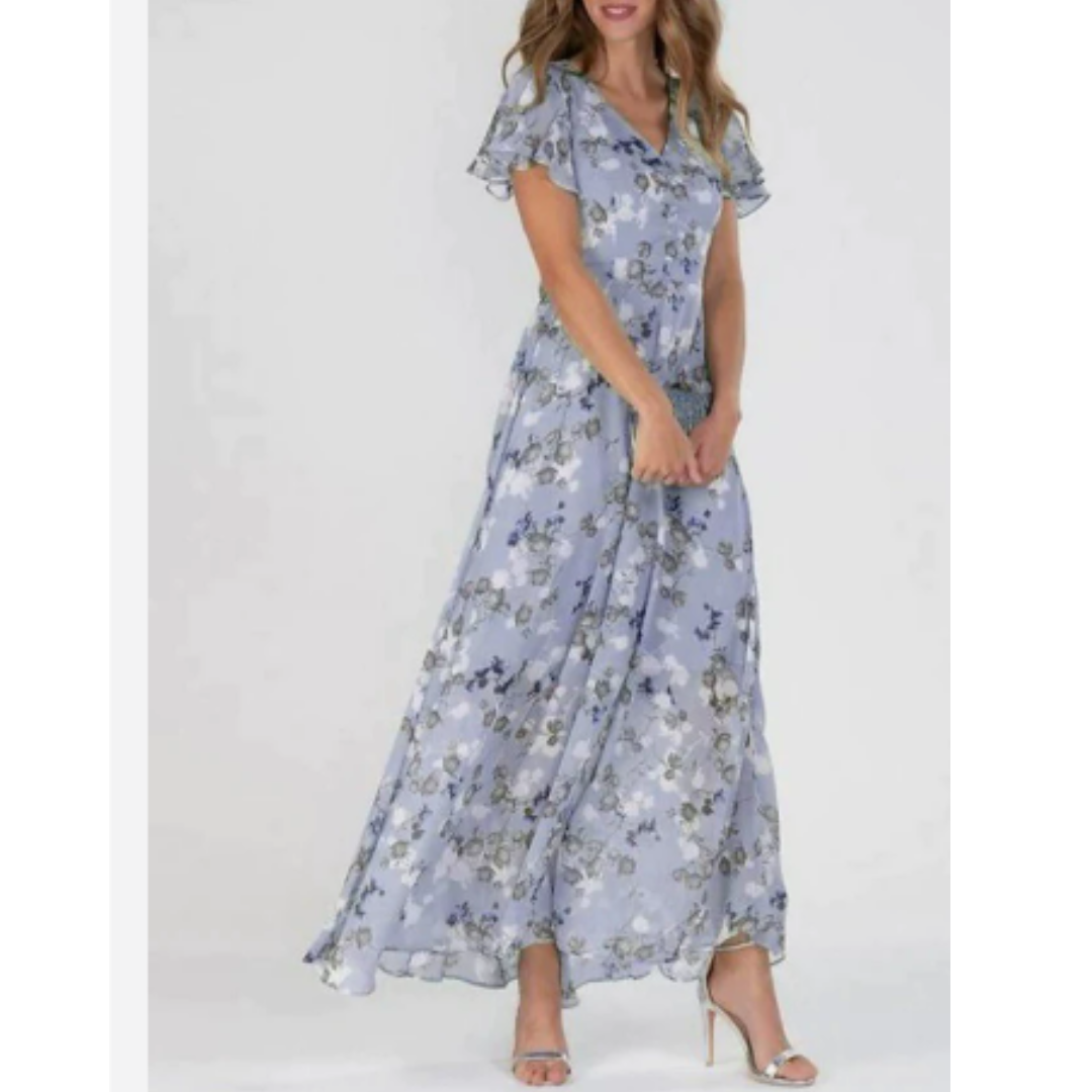 Damen Maxikleid Boho Stil Flatterärmlig