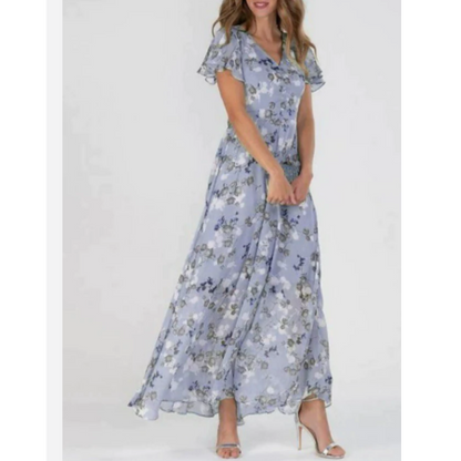 Damen Maxikleid Boho Stil Flatterärmlig