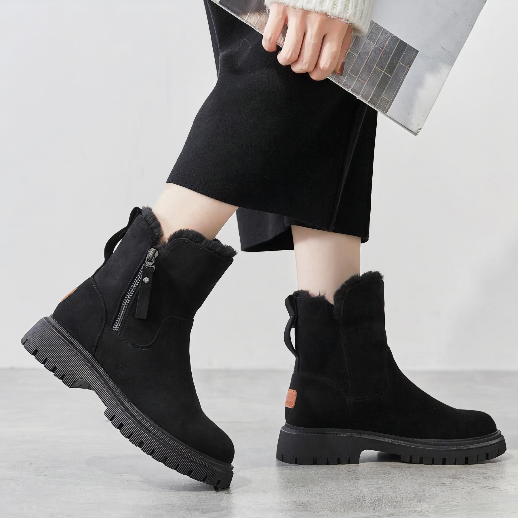 Winterstiefel Knöchelhoch Fell-lined Warm - IdealeKleiden