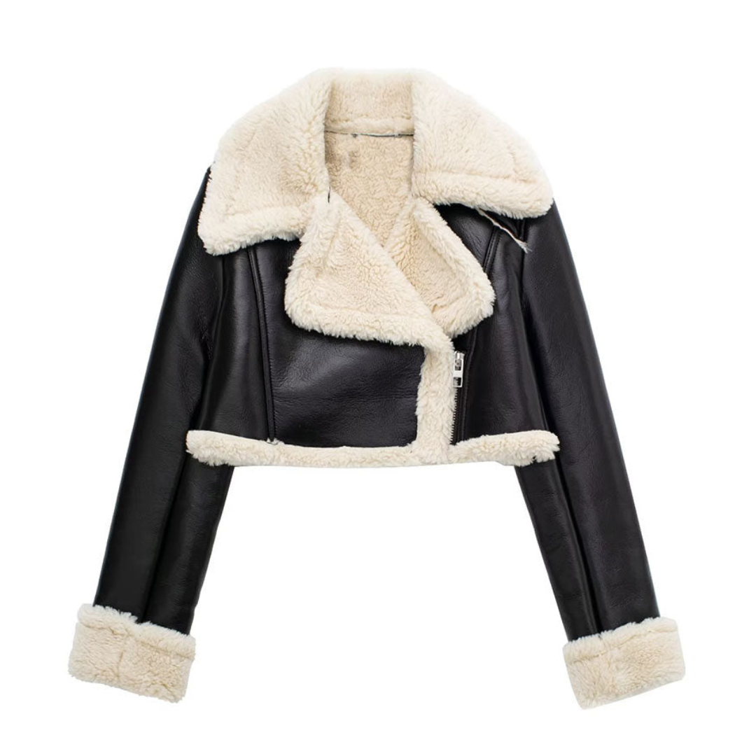 Elegante Lederjacke Damen Warm