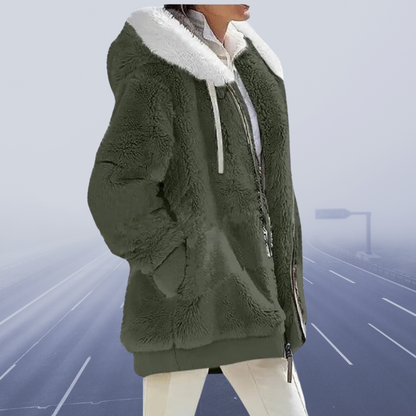 Kunstpelzjacke Damen Warm Kapuze Reißverschluss - IdealeKleiden