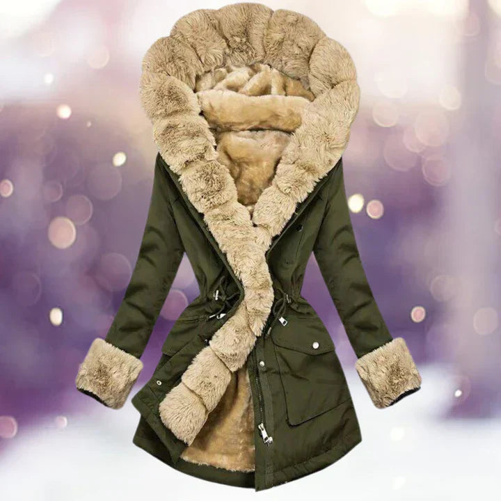 Stylische Felljacke Kapuze Lässig