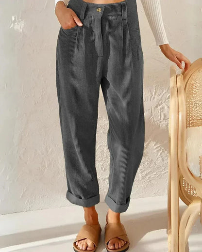 Elegante Damen-Hosen High-Waist Cord