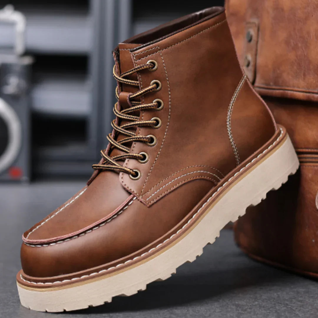 Herren Stiefel Klassisch Schnüren Leder - IdealeKleiden