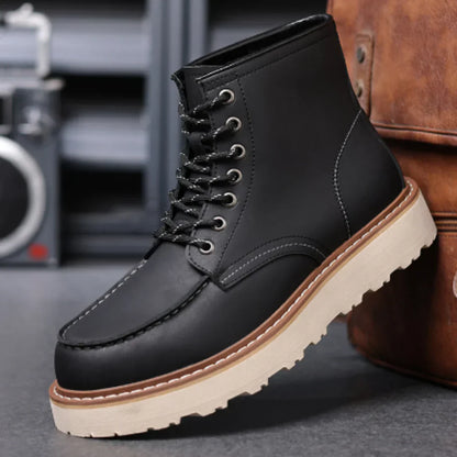 Herren Stiefel Klassisch Schnüren Leder