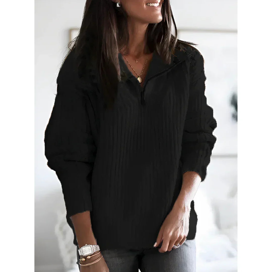 Damen Winterpullover Kuschelig Warm Halbzipper