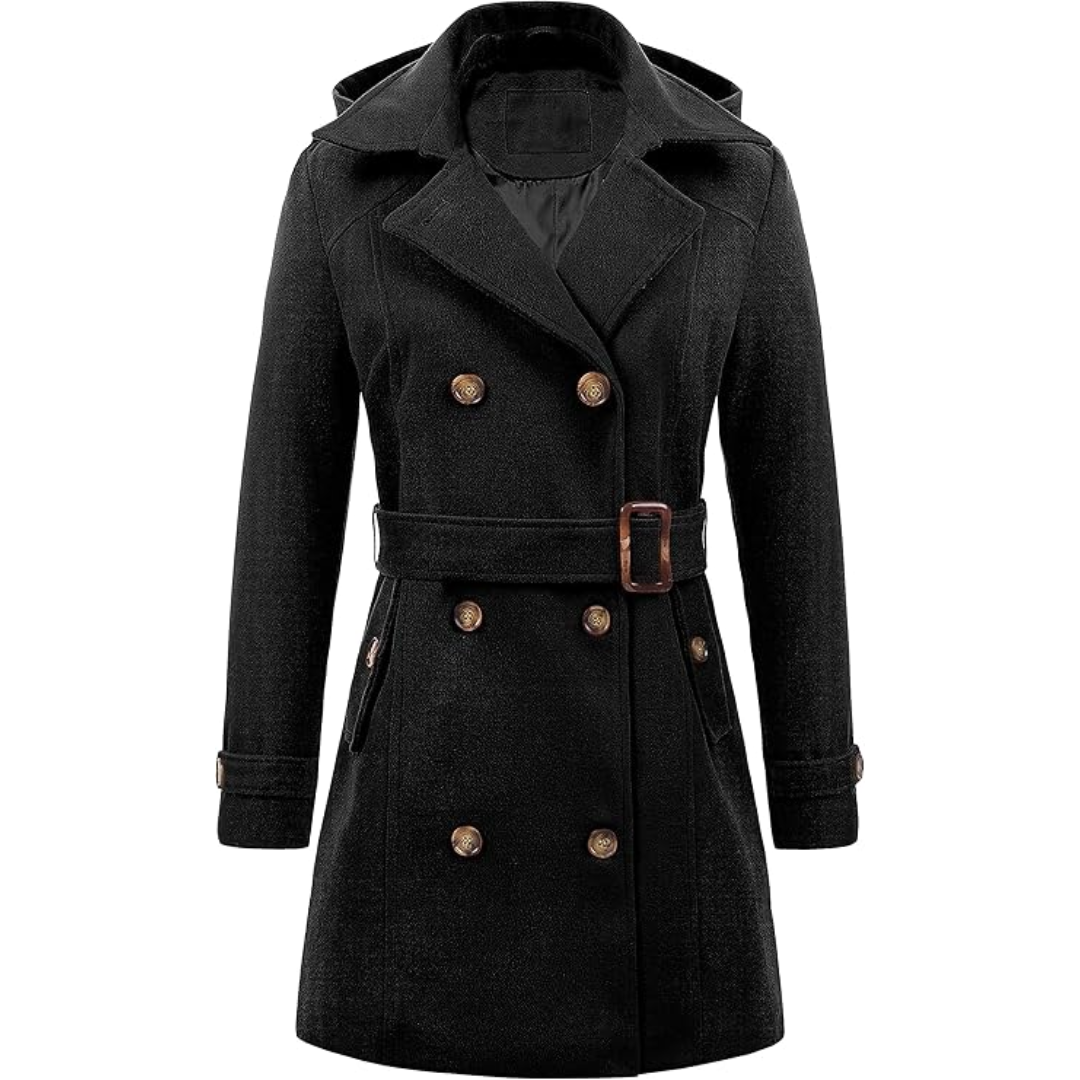 Warmes Winterkleid | Gesteppter Trenchcoat mit Kapuze