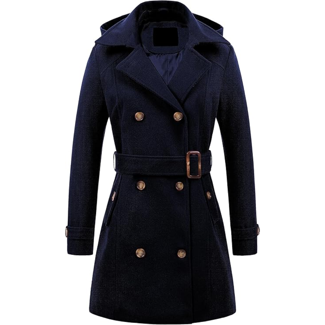 Warmes Winterkleid | Gesteppter Trenchcoat mit Kapuze