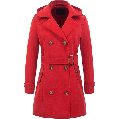 Warmes Winterkleid | Gesteppter Trenchcoat mit Kapuze