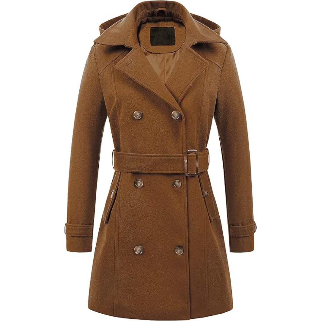 Warmes Winterkleid | Gesteppter Trenchcoat mit Kapuze