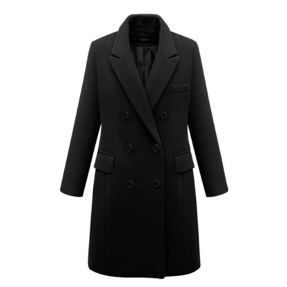 Eleganter Langmantel Wollmix SlimFit Doppelreiherschluss - IdealeKleiden