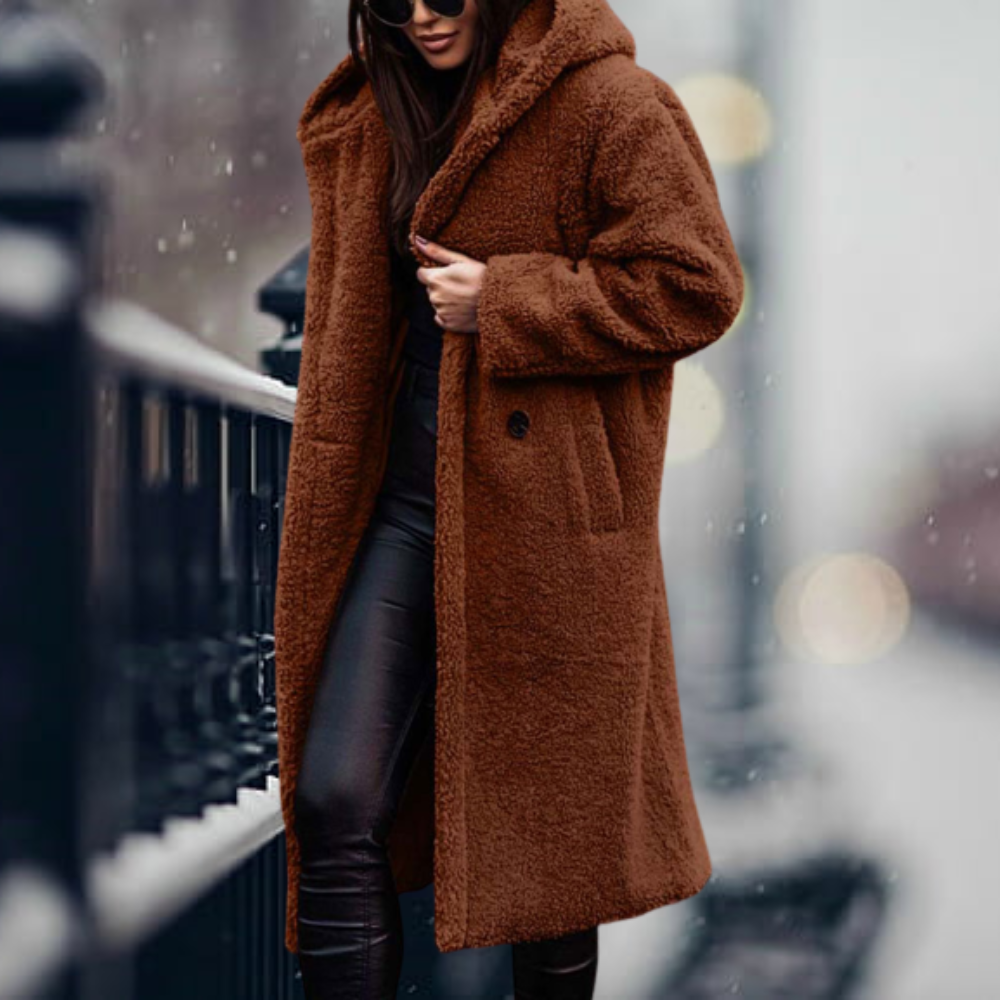 Teddyjacke Damen Weich Fleece Kapuze Warm Komfort