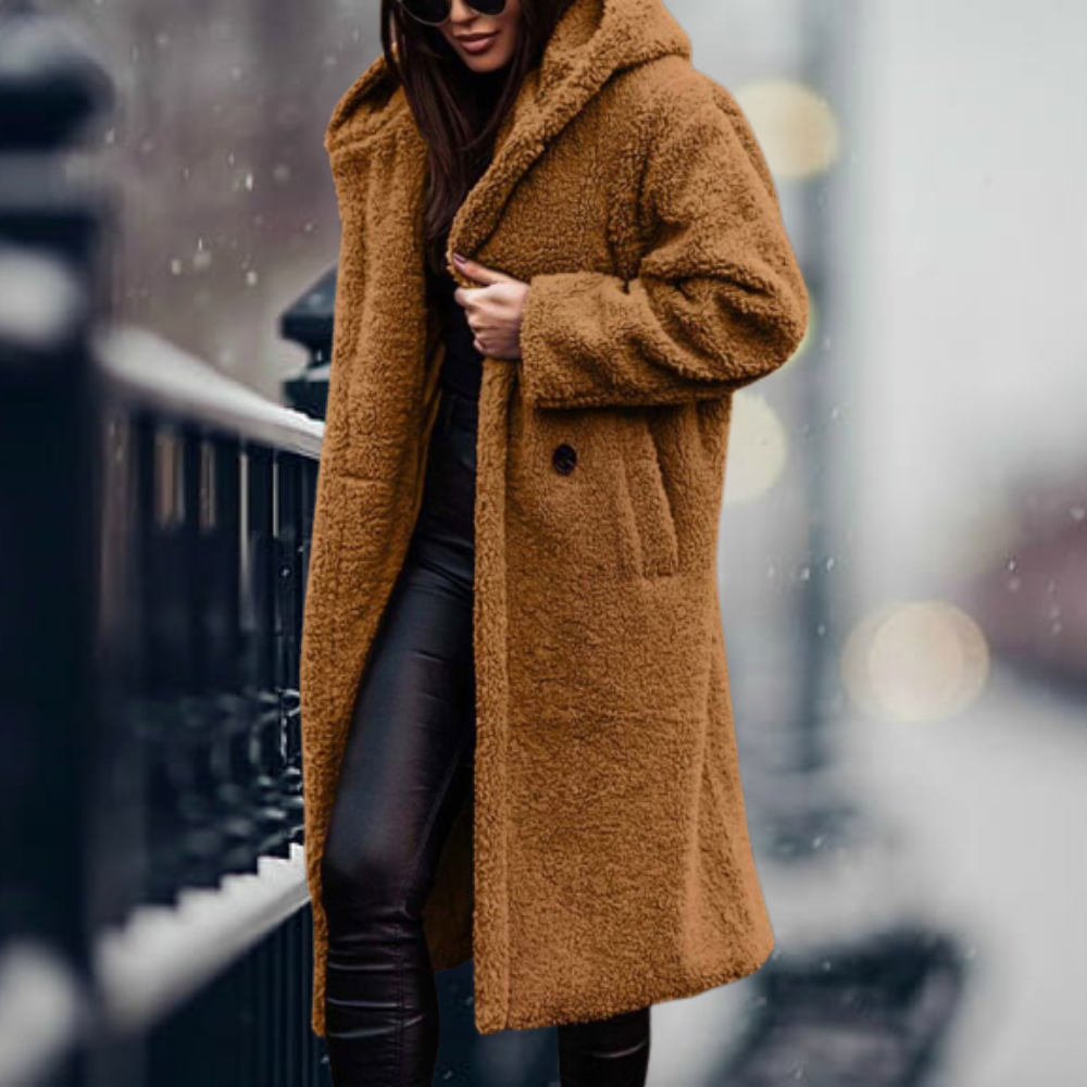 Teddyjacke Damen Weich Fleece Kapuze Warm Komfort - IdealeKleiden