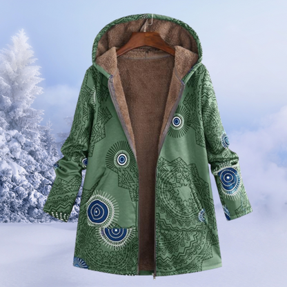 Damen Winterjacke Lang Floralmuster Elegant