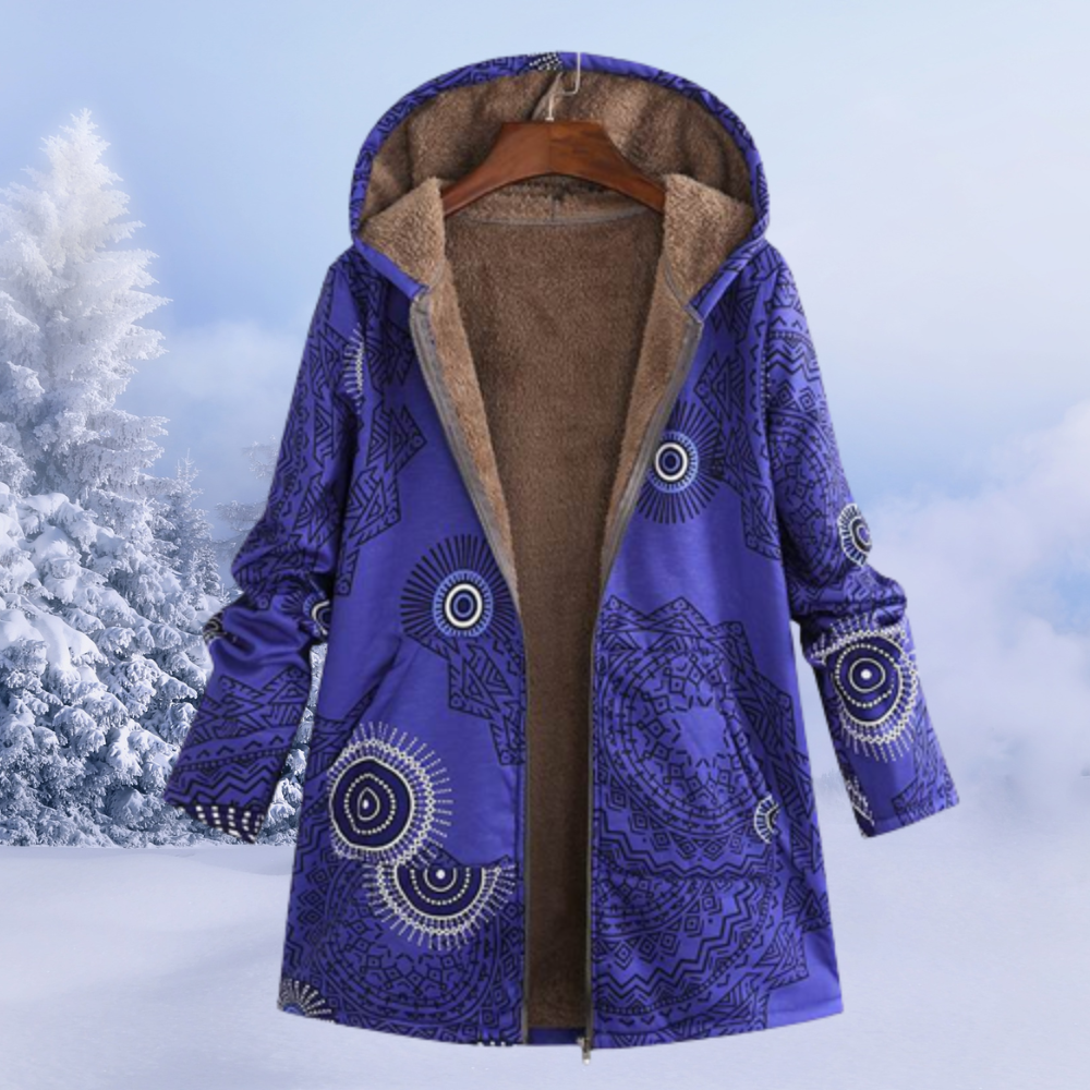 Damen Winterjacke Lang Floralmuster Elegant