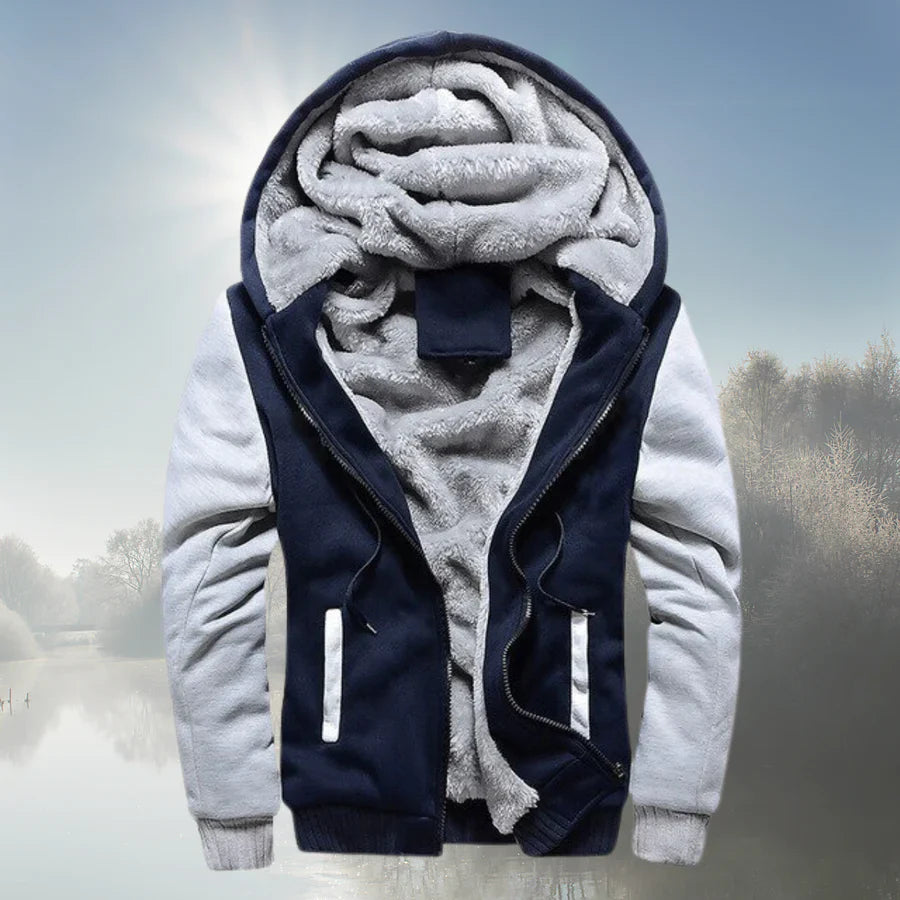 Fleece-Jacke mit Kapuze und Reißverschluss Warm