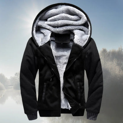 Fleece-Jacke mit Kapuze und Reißverschluss Warm