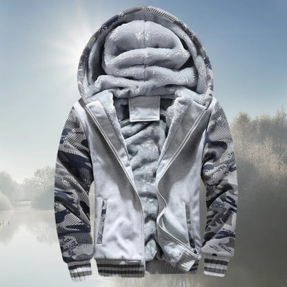 Fleece-Jacke mit Kapuze und Reißverschluss Warm - IdealeKleiden