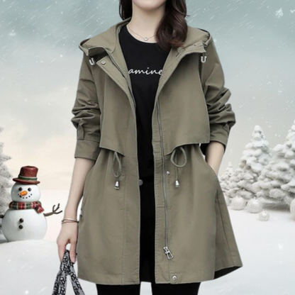 Stylischer Trenchcoat Damen mit Kapuze