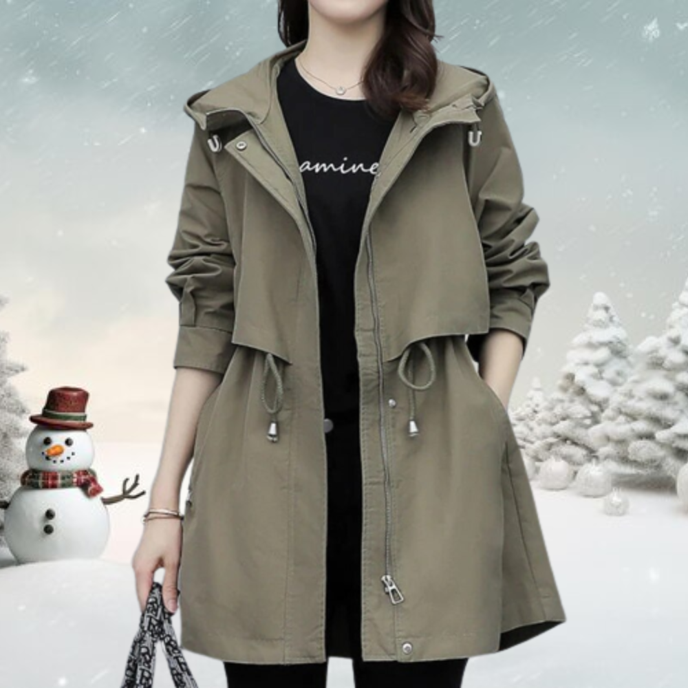 Stylischer Trenchcoat Damen Kapuze
