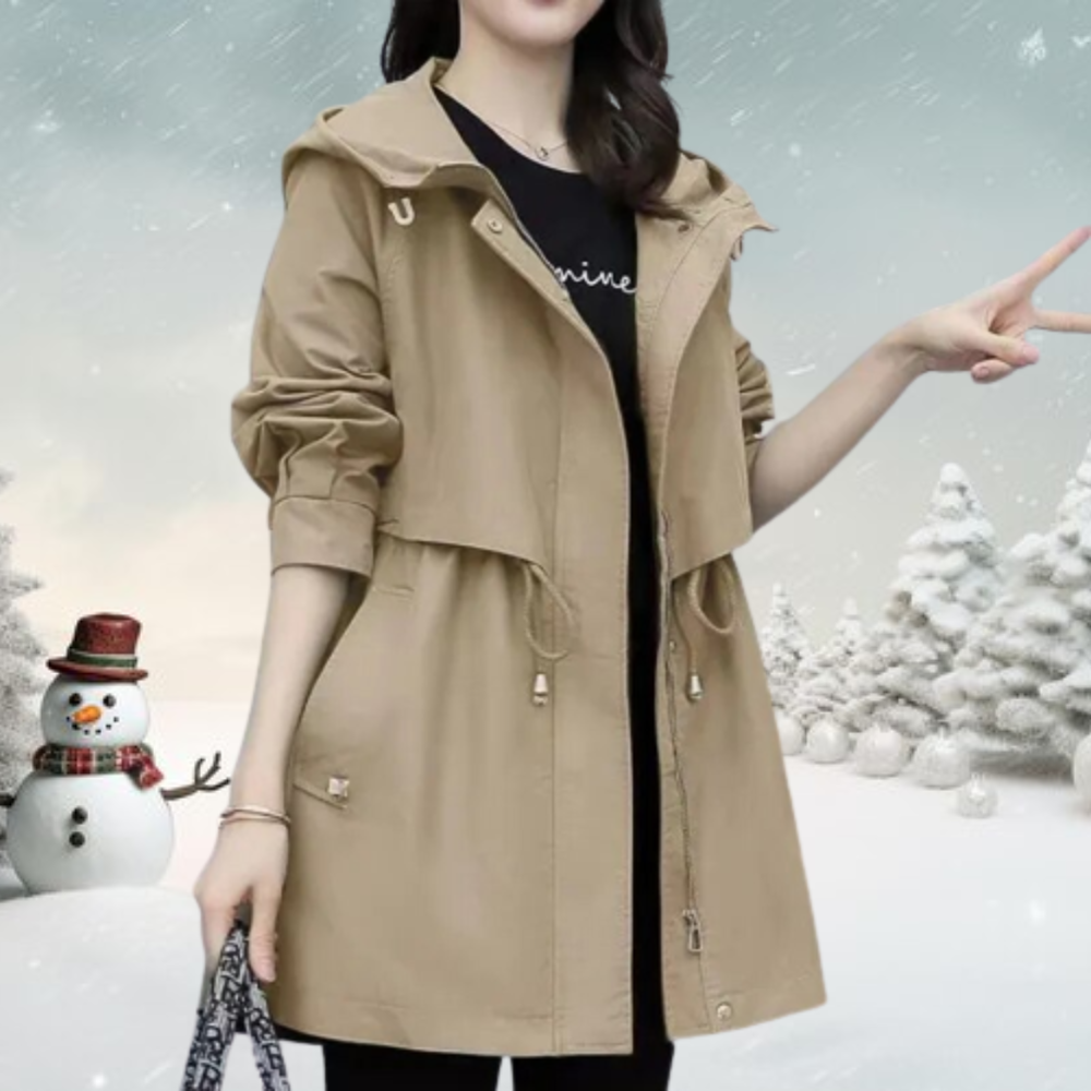 Stylischer Trenchcoat Damen Kapuze