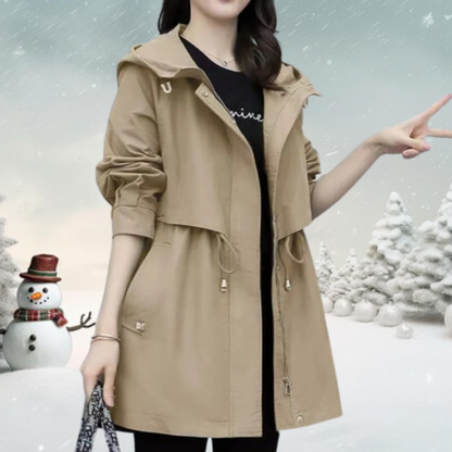 Stylischer Trenchcoat Damen mit Kapuze