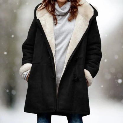 Yarelli - Luxus Fleecejacke Lederoptik Halblange Kapuze