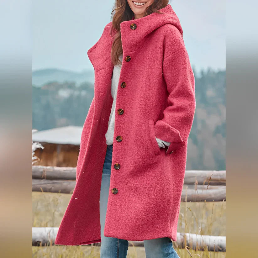Langer Kapuzenmantel Frauen Trendy - IdealeKleiden