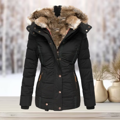 Damen Winterjacke Puffer Elegant Schwarz
