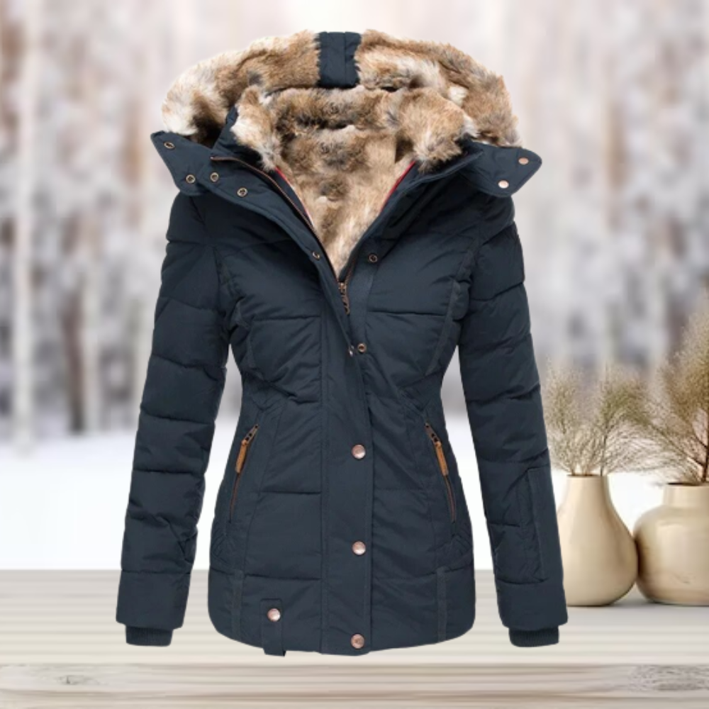 Damen Winterjacke Puffer Elegant Schwarz