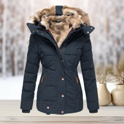 Damen Winterjacke Puffer Elegant Schwarz