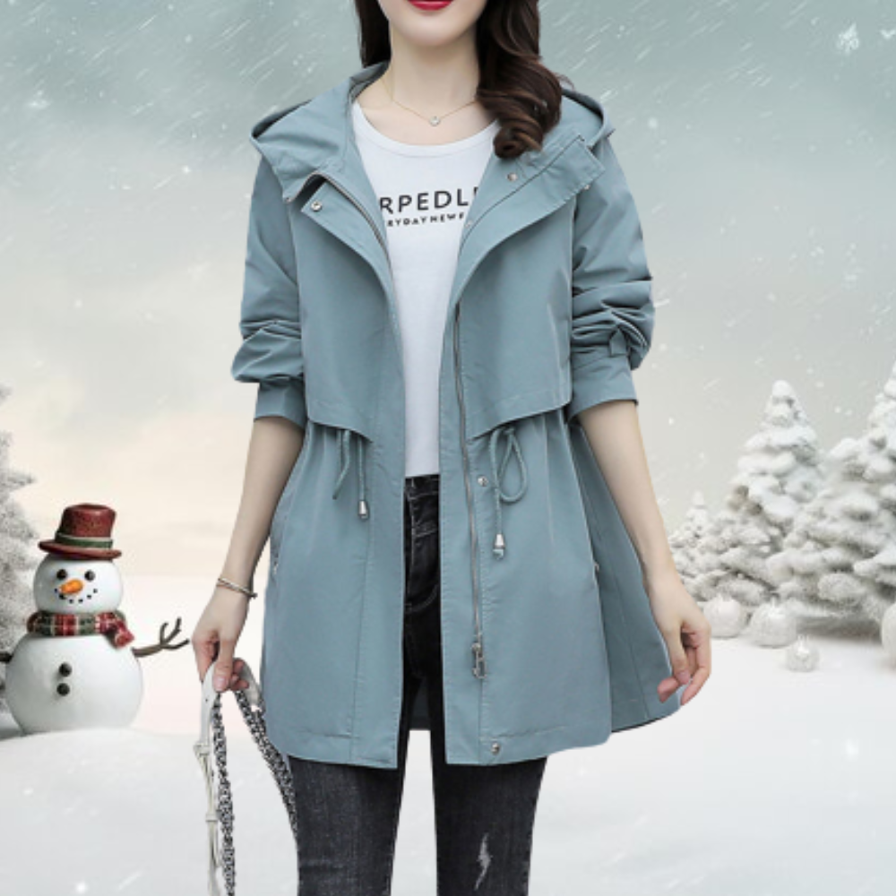 Stylischer Trenchcoat Damen mit Kapuze - IdealeKleiden