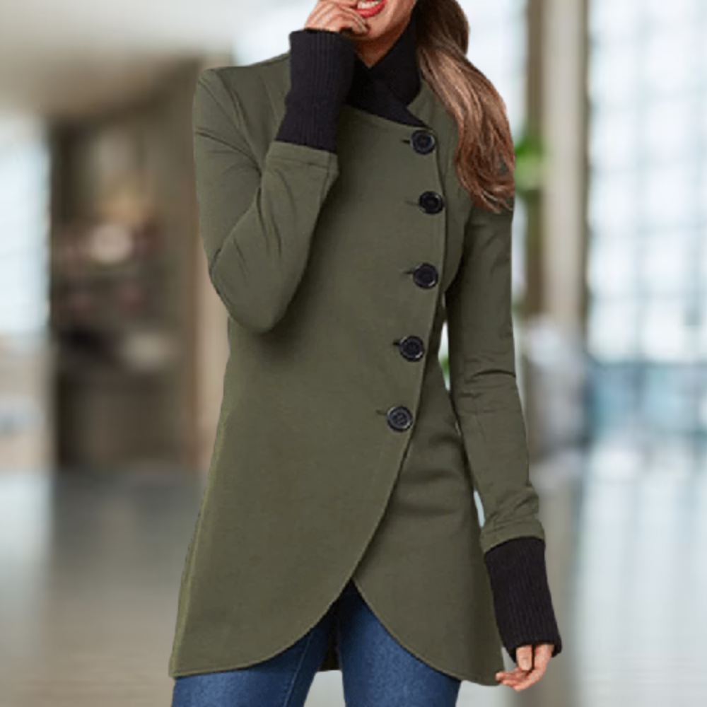Eleganter Frauen-Mantel Wollmischung Stehkragen